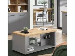 Mesa de Centro 114,5x49x50,5 cm Cinza^ Mesa De Centro