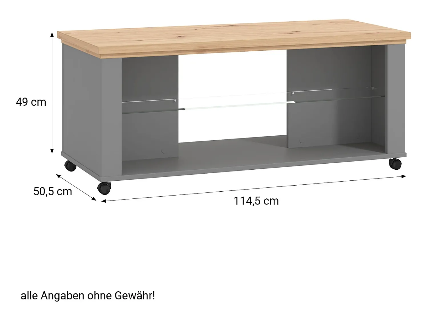 Mesa de Centro 114,5x49x50,5 cm Cinza^ Mesa De Centro