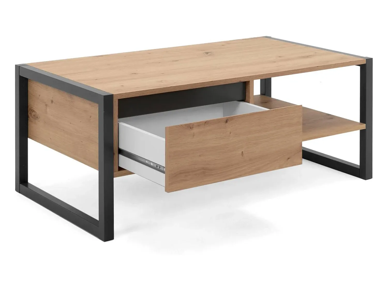 Clearance Mesa de Centro 100x40x55 cm Cinza Natural Preto / Castanho