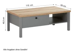 New Mesa de Centro 110x40,5x60 cm cinza Cinzento / Castanho