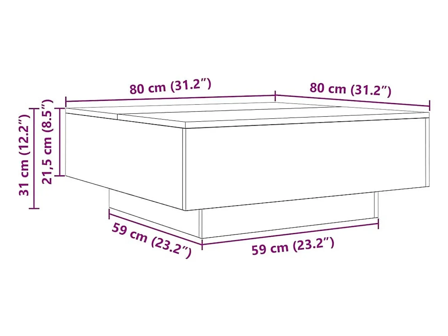 vidaxl Mesa de centro 80x80x31 cm contraplacado carvalho sonoma^ Mesa De Centro