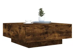 Best vidaxl Mesa de centro 80x80x31 cm contraplacado carvalho fumado Natural escuro