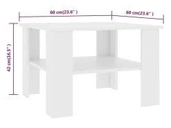 Clearance Mesa de centro 60x60x42 cm contraplacado PT536909 Branco