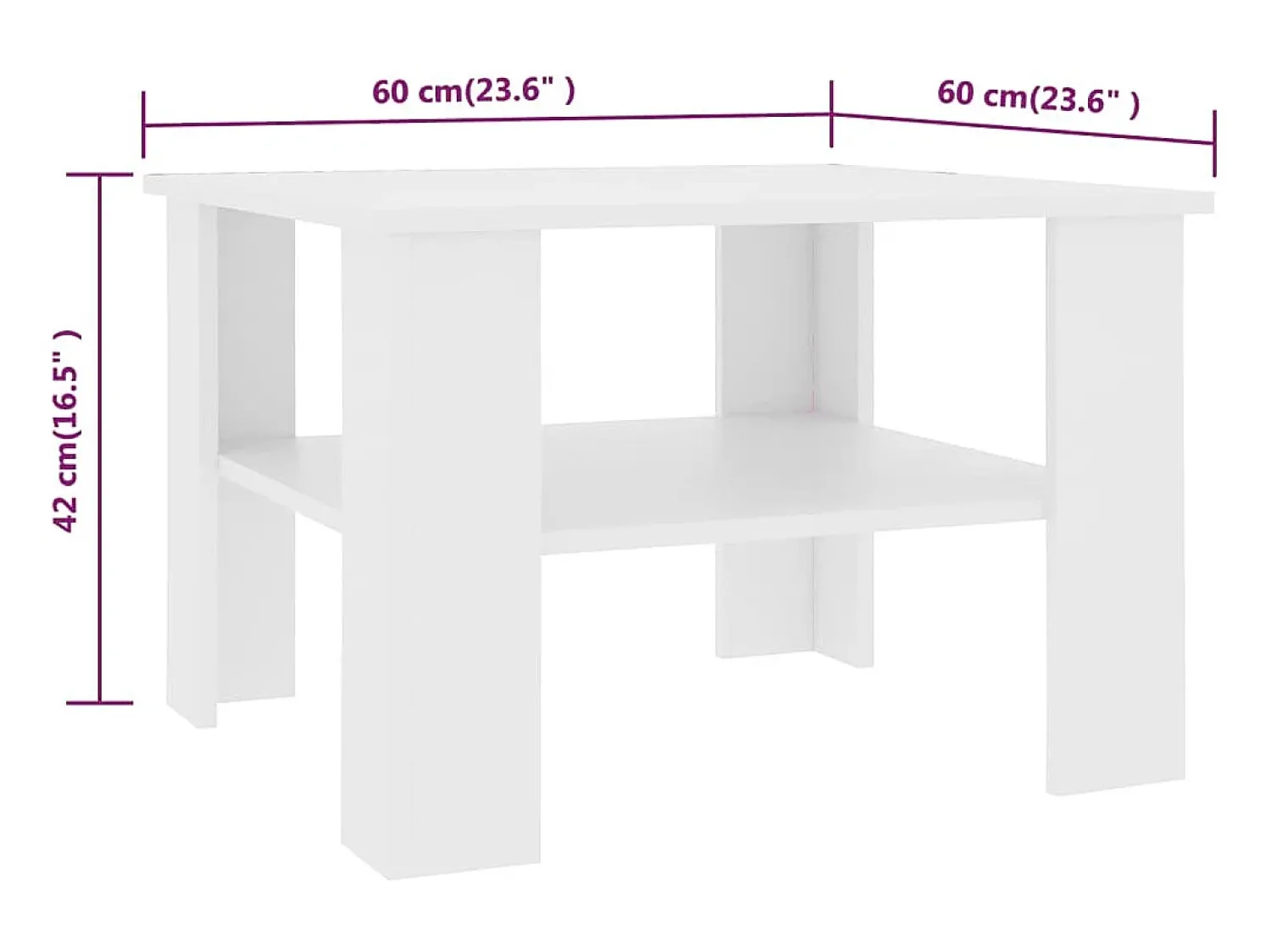 Clearance Mesa de centro 60x60x42 cm contraplacado PT536909 Branco