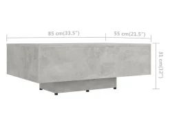 vidaxl Mesa de centro 85x55x31 cm contraplacado cimento^ Mesa De Centro
