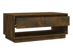 Mesa de centro 102,5x55x44 cm contraplacado cor carvalho fumado PT324472^ Mesa De Centro