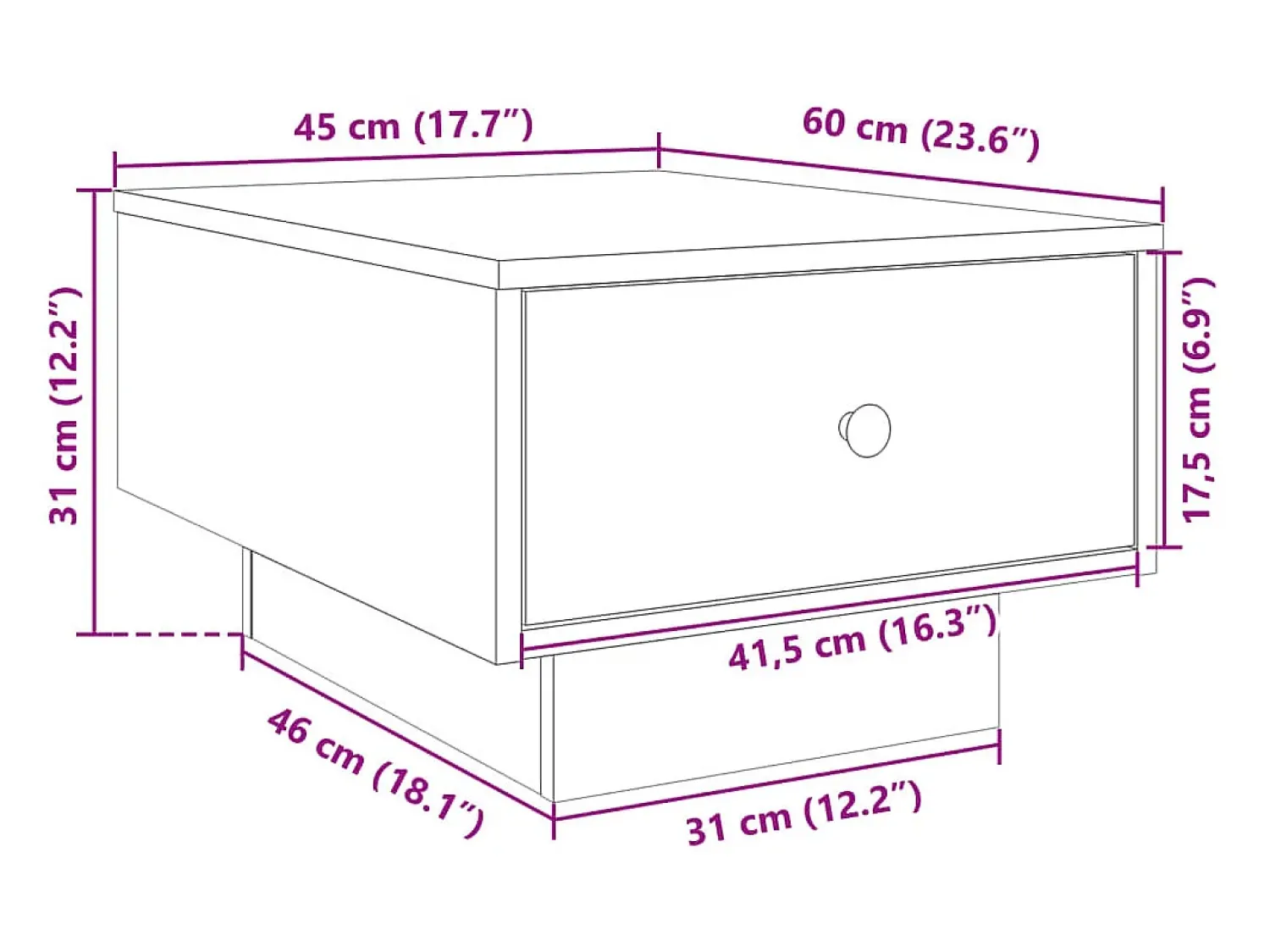 Mesa De Centro*vidaxl Mesa de centro 60x45x31 cm contraplacado carvalho sonoma Natural claro