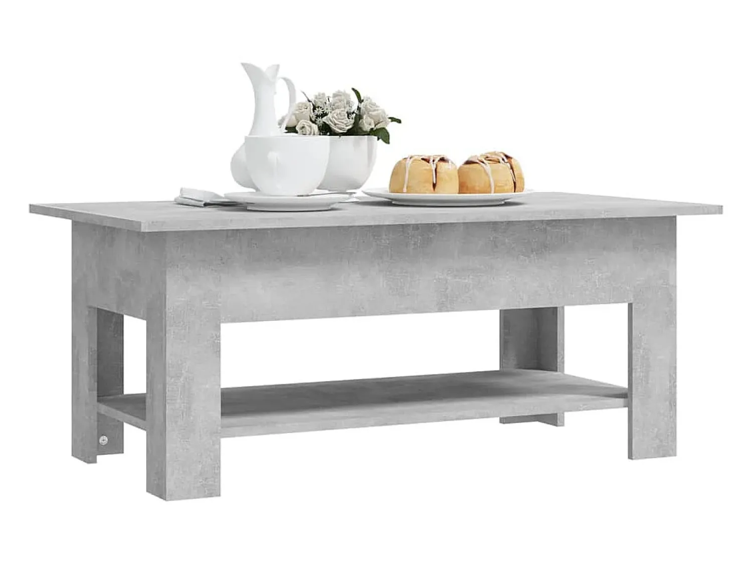 Mesa De Centro| Mesa de centro 102x55x42 cm contraplacado cimento PT721930 Cinzento