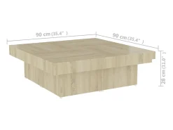 Mesa De Centro*vidaxl Mesa de centro 90x90x28 cm contraplacado carvalho sonoma Natural claro