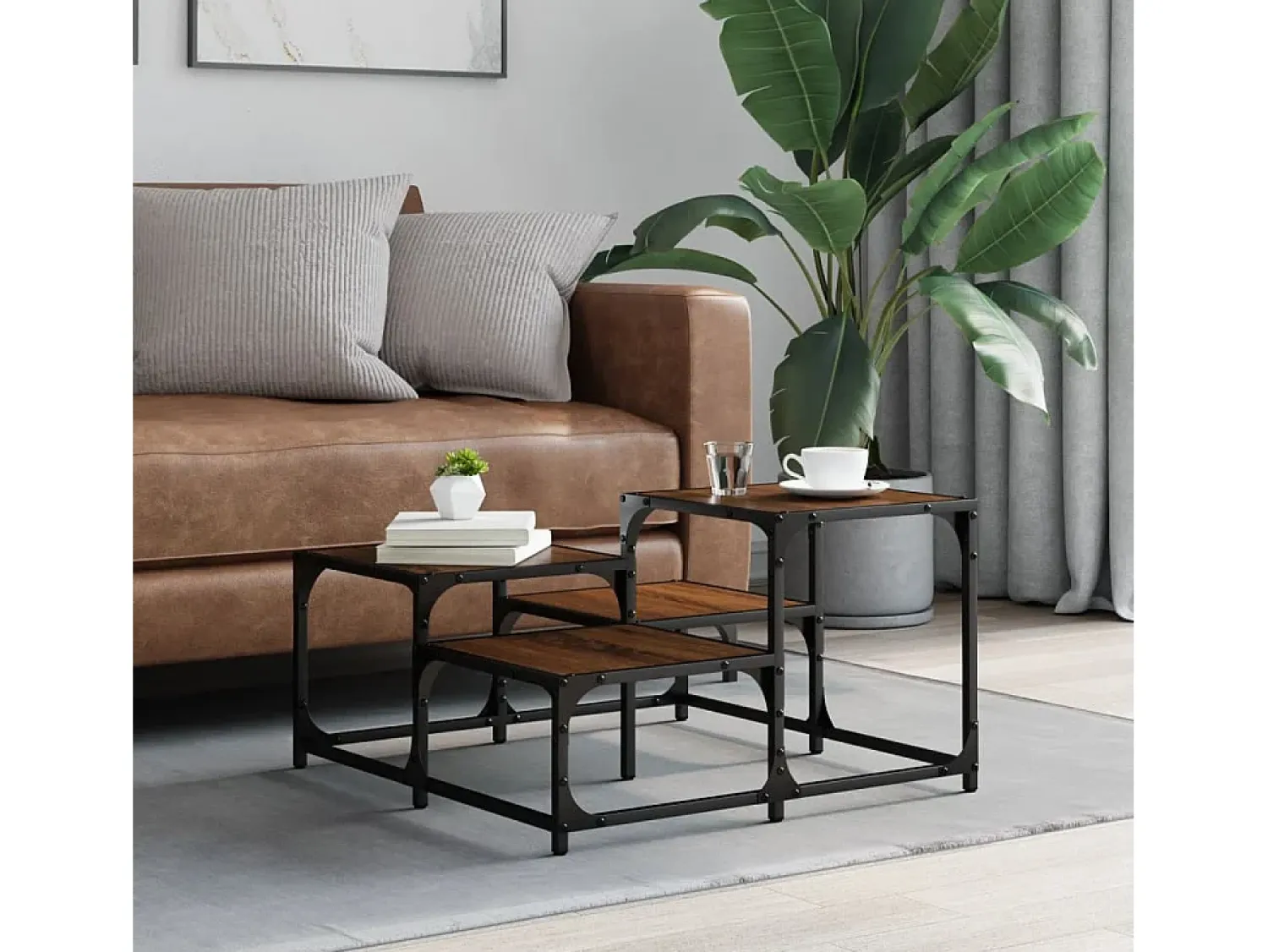 Clearance Mesa de centro 68x68x40 cm derivados madeira carvalho PT946620 Castanho