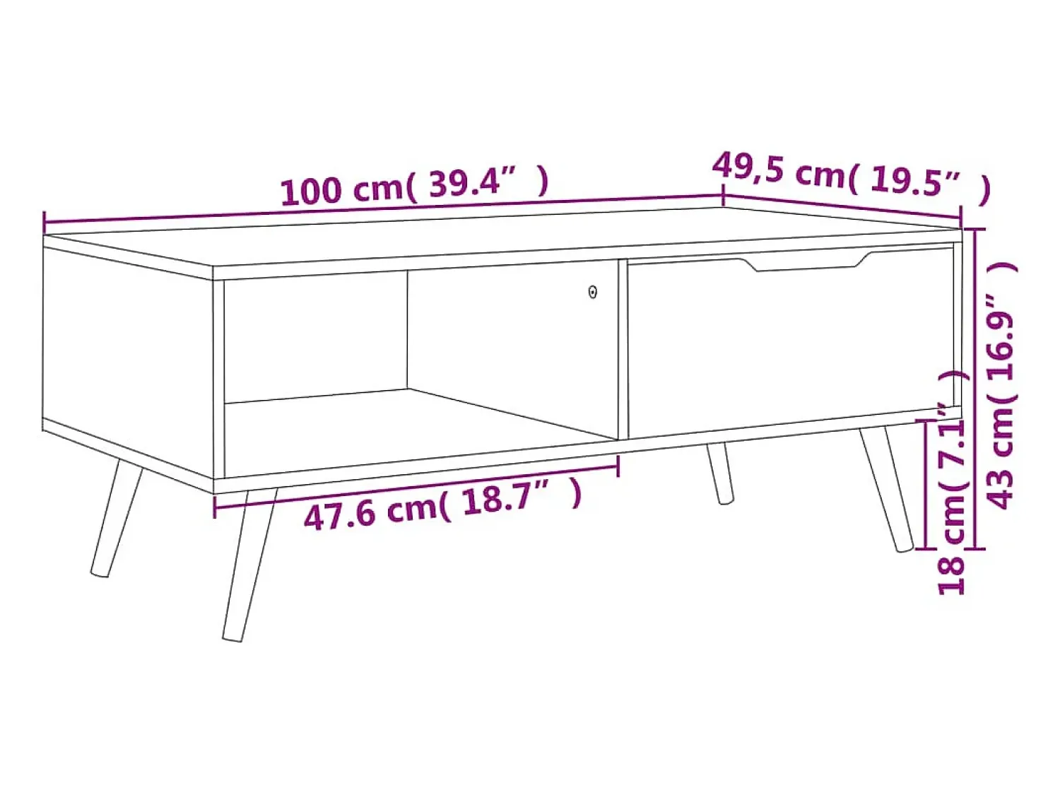 Mesa De Centro|vidaxl Mesa de centro 100x49,5x43 cm derivados de madeira cinza Cinzento