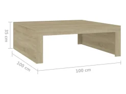 Mesa De Centro|vidaxl Mesa de centro 100x100x35 cm derivados madeira carvalho sonoma Natural claro