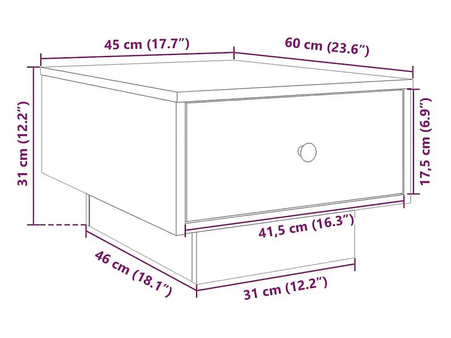 Mesa De Centro|vidaxl Mesa de centro 60x45x31 cm derivados de madeira Branco