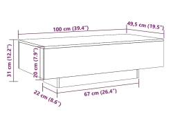 Mesa De Centro|vidaxl Mesa de centro 100x49,5x31 cm derivados madeira carvalho fumado Natural escuro