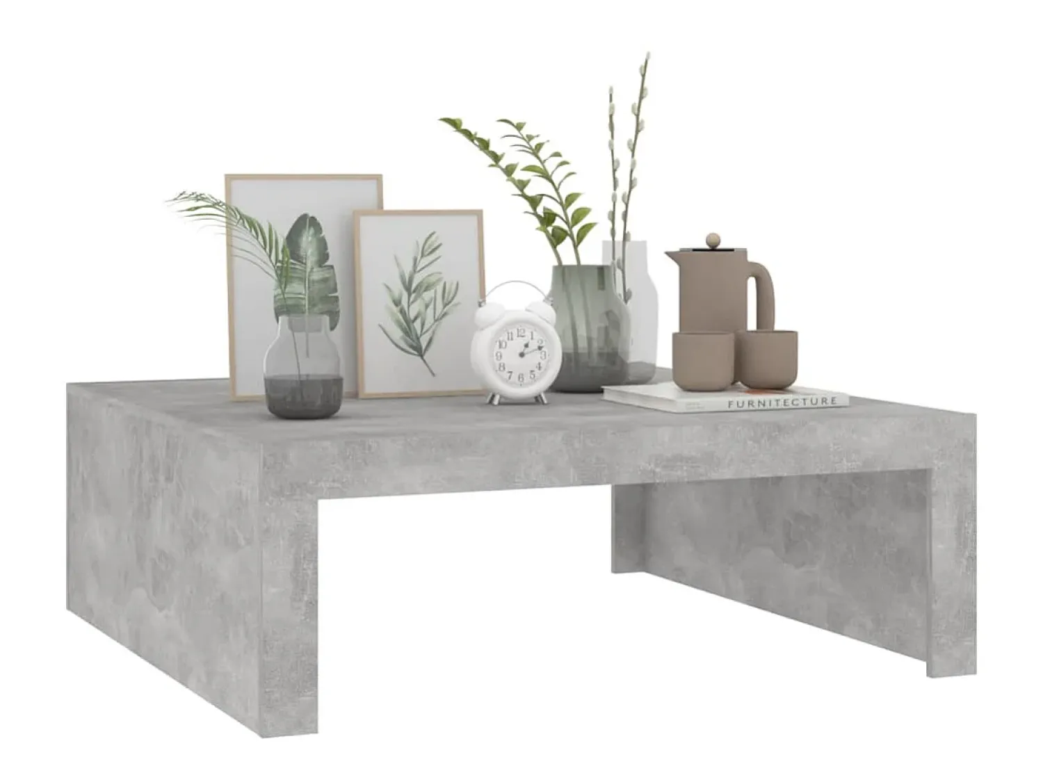 Mesa de centro 100x100x35 cm derivados madeira cimento PT333172^ Mesa De Centro