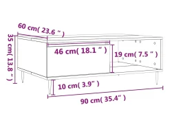 vidaxl Mesa de centro 90x60x35 cm derivados madeira cimento^ Mesa De Centro
