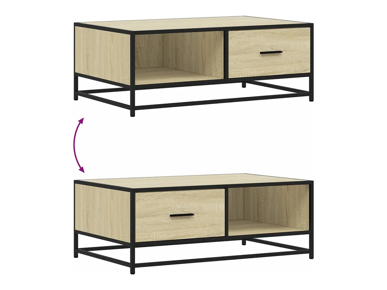 Mesa De Centro*vidaxl Mesa de centro 90x57x35 cm deriv. madeira/metal carvalho sonoma Natural claro
