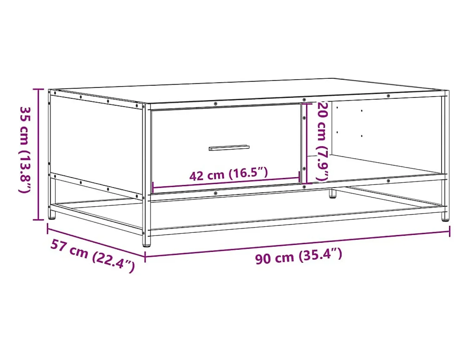 Mesa De Centro*vidaxl Mesa de centro 90x57x35 cm deriv. madeira/metal carvalho sonoma Natural claro
