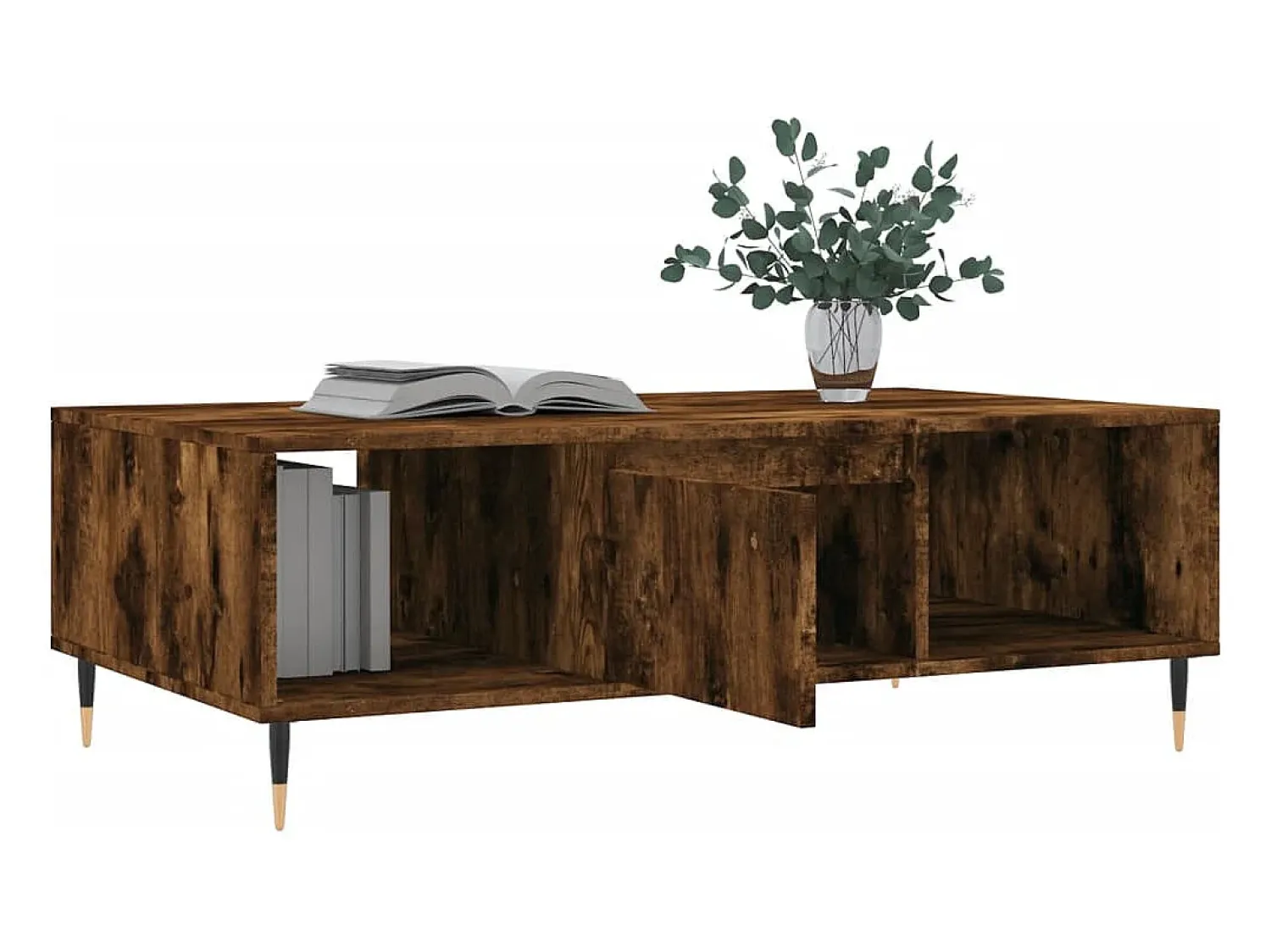 vidaxl Mesa de centro 104x60x35 cm derivados madeira carvalho fumado^ Mesa De Centro
