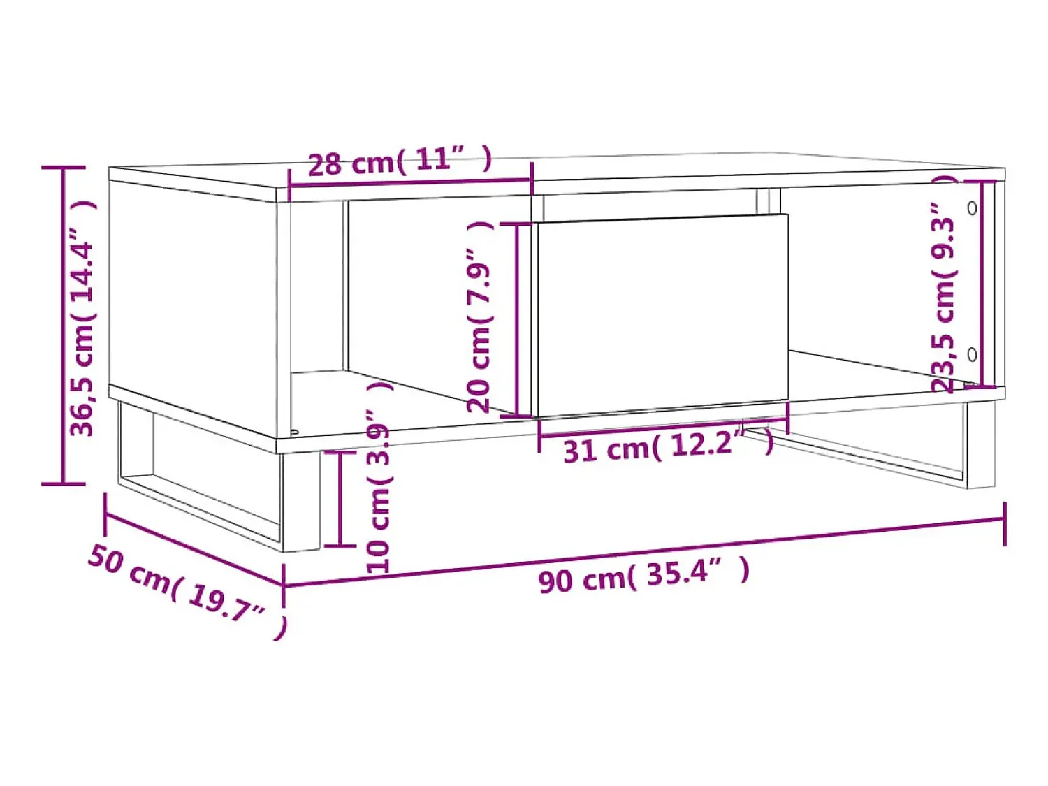 Mesa De Centro|vidaxl Mesa de centro 90x50x36,5 cm derivados de madeira Branco
