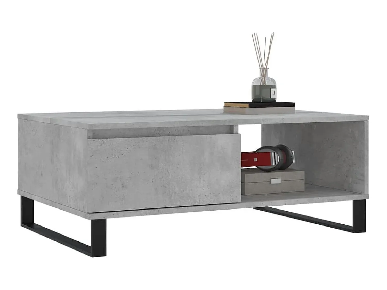 New Mesa de centro 90x60x35 cm derivados madeira cimento PT409921 Cinzento