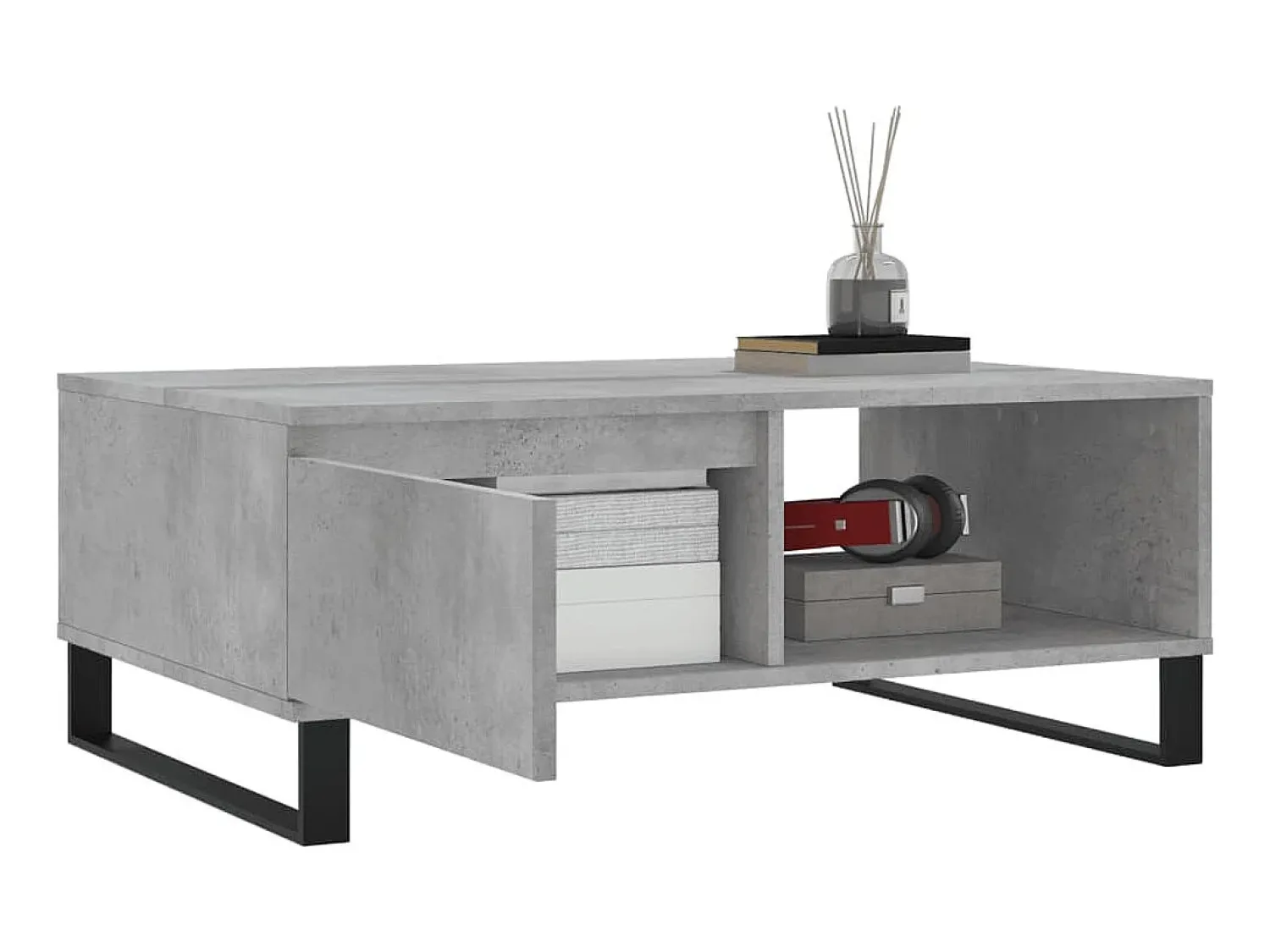 New Mesa de centro 90x60x35 cm derivados madeira cimento PT409921 Cinzento