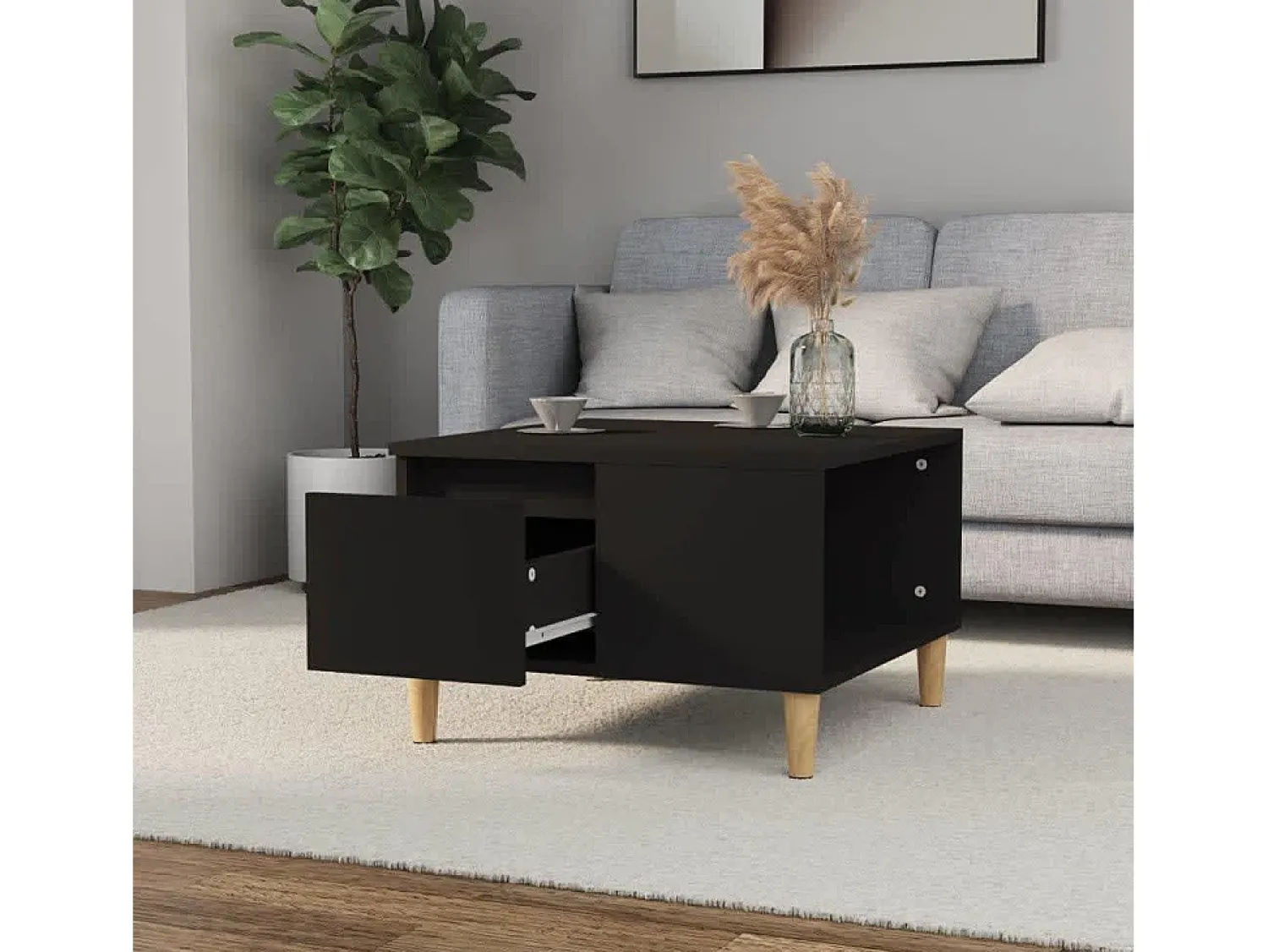 Sale Mesa de centro 55x55x36,5 cm derivados de madeira PT101040 Preto