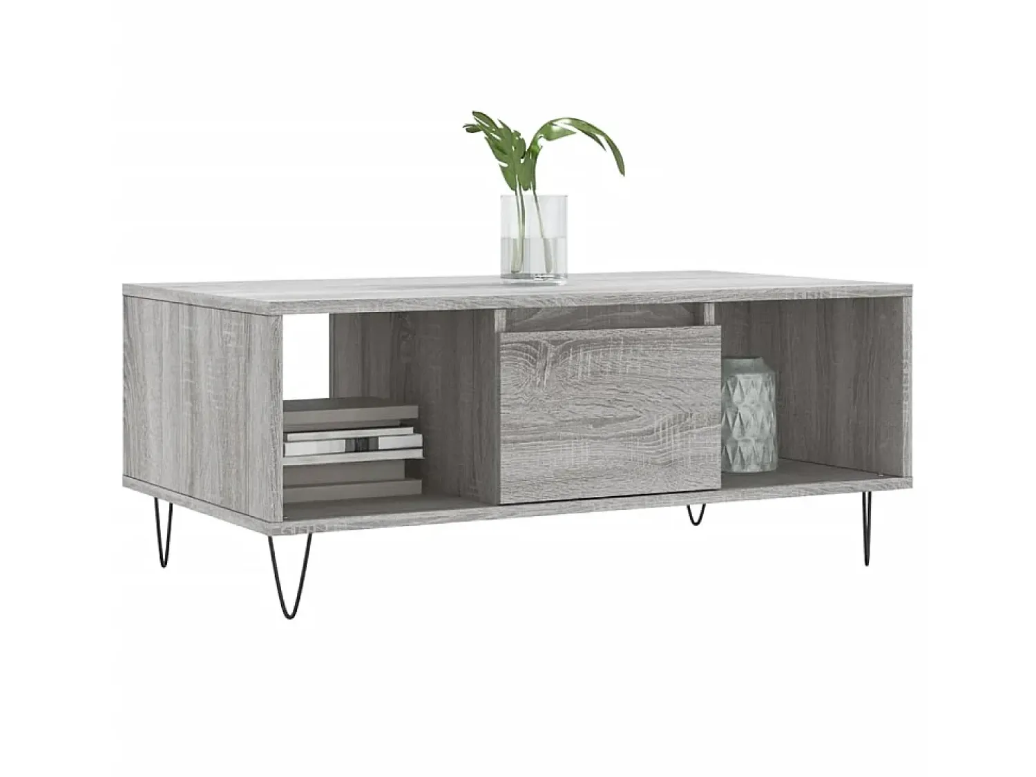 Mesa De Centro| Mesa de centro 90x50x36,5 cm derivados madeira sonoma PT242162 Cinzento