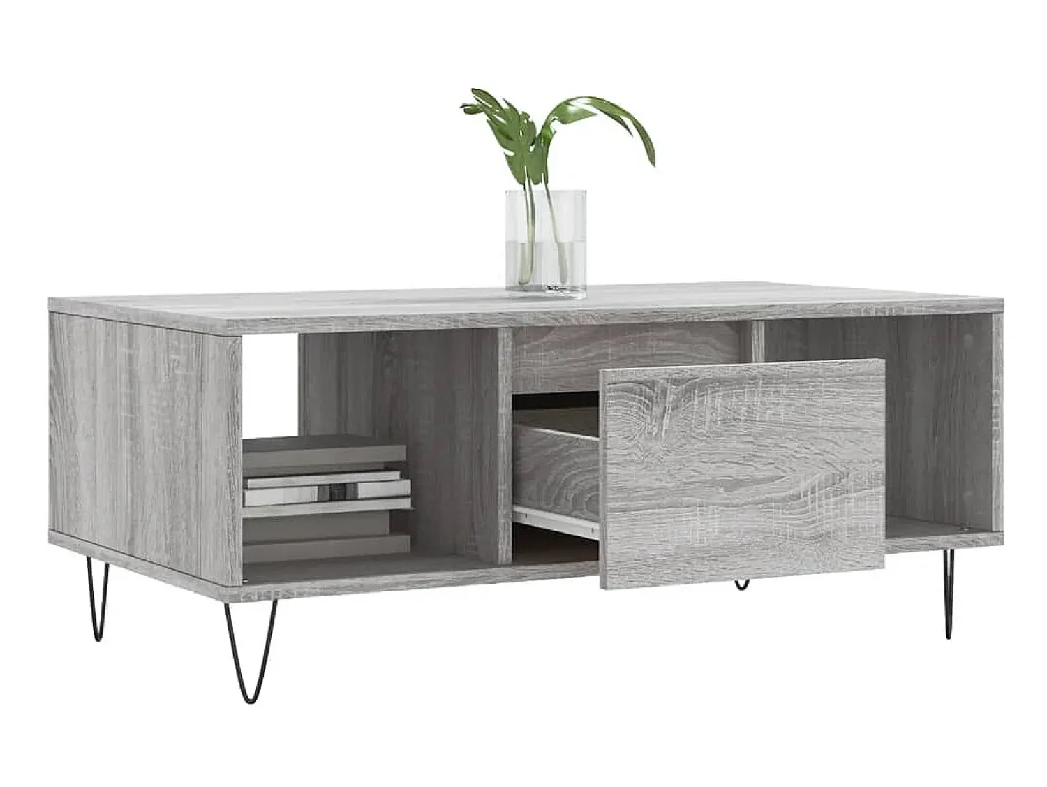 Mesa De Centro| Mesa de centro 90x50x36,5 cm derivados madeira sonoma PT242162 Cinzento