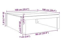 Mesa De Centro|vidaxl Mesa de centro 100x100x35 cm deriv. de madeira madeira velha Castanho
