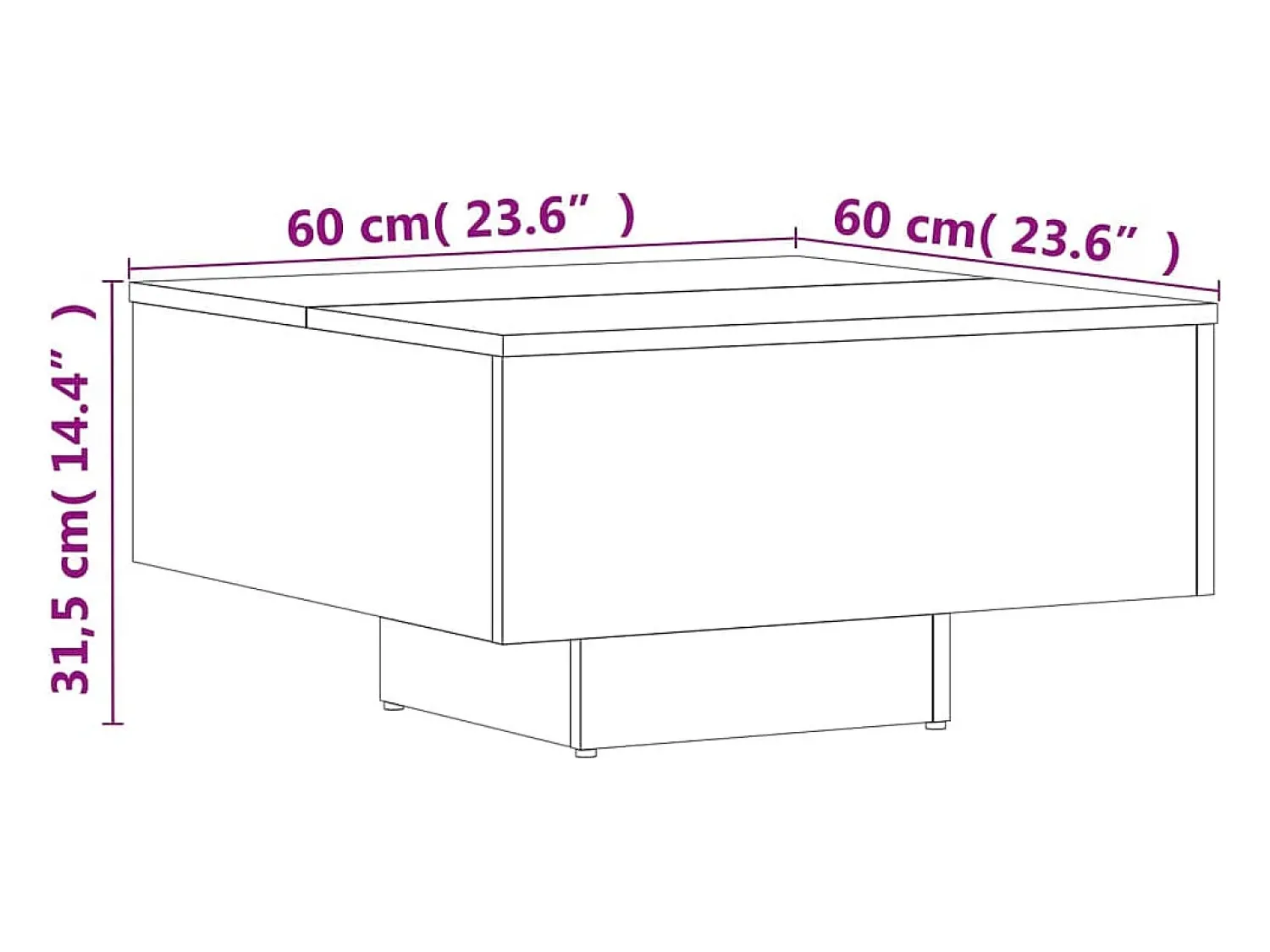Best vidaxl Mesa de centro 60x60x31,5 cm derivados de madeira cinza sonoma Cinzento