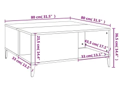 Mesa De Centro|vidaxl Mesa de centro 80x80x36,5 cm derivados madeira cimento Cinzento