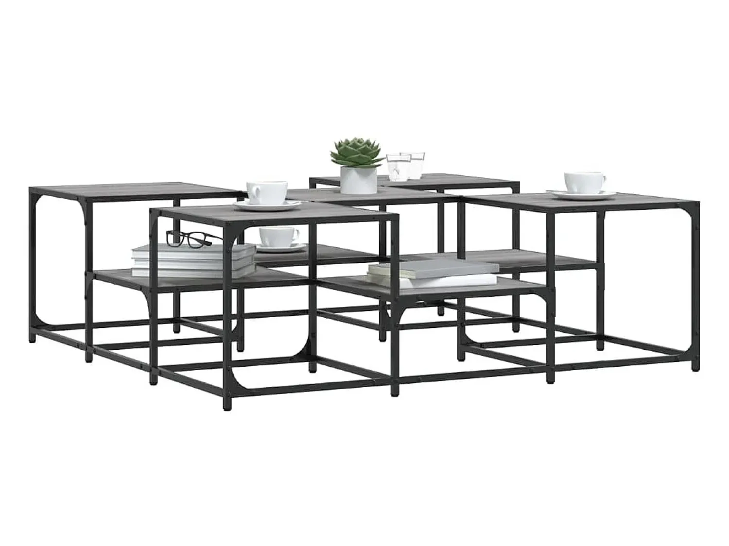 Mesa De Centro* Mesa de centro 121x121x40 cm derivados madeira sonoma PT163263 Cinzento