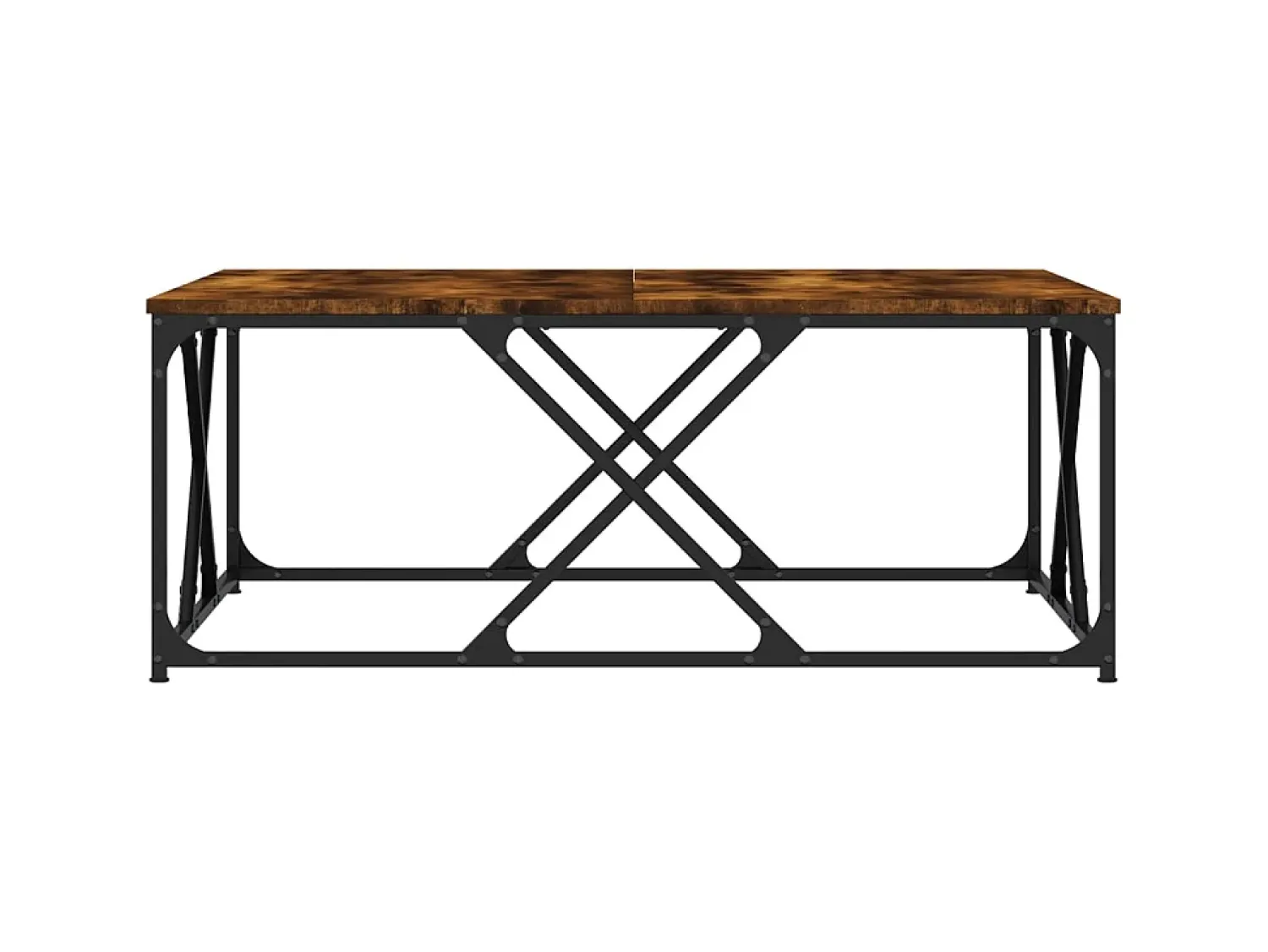 New Mesa de centro 100x100x40 cm derivados madeira carvalho fumado PT104582 Castanho