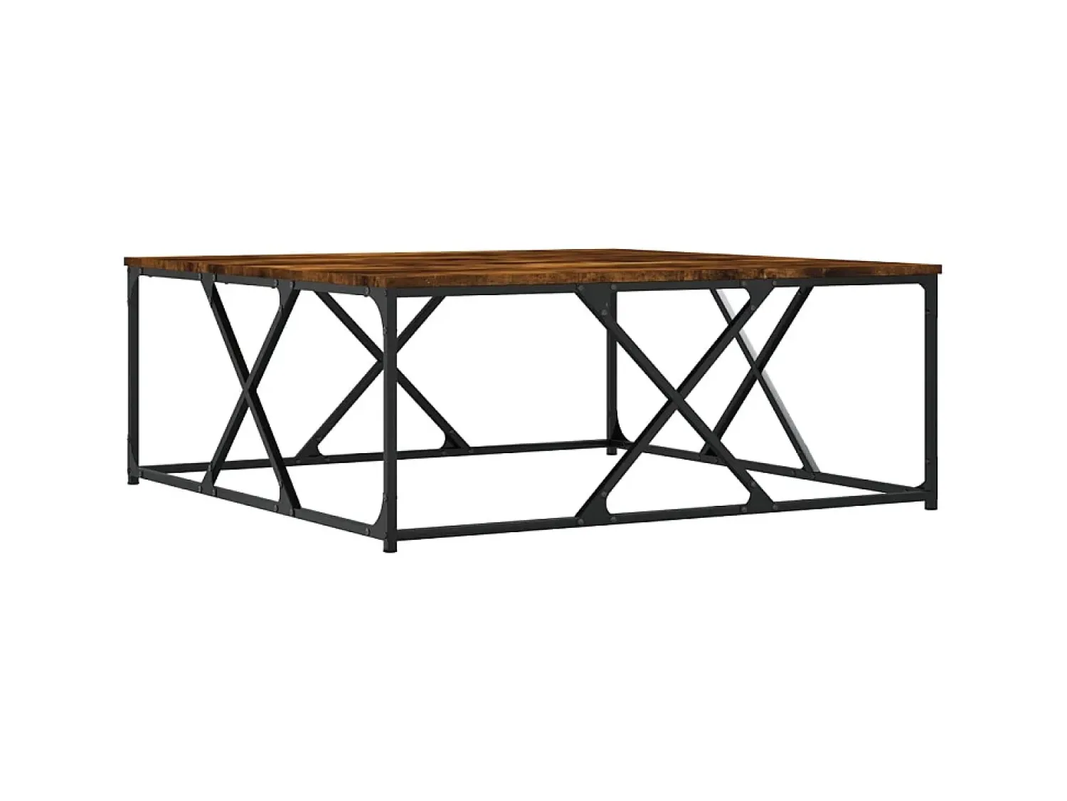 New Mesa de centro 100x100x40 cm derivados madeira carvalho fumado PT104582 Castanho