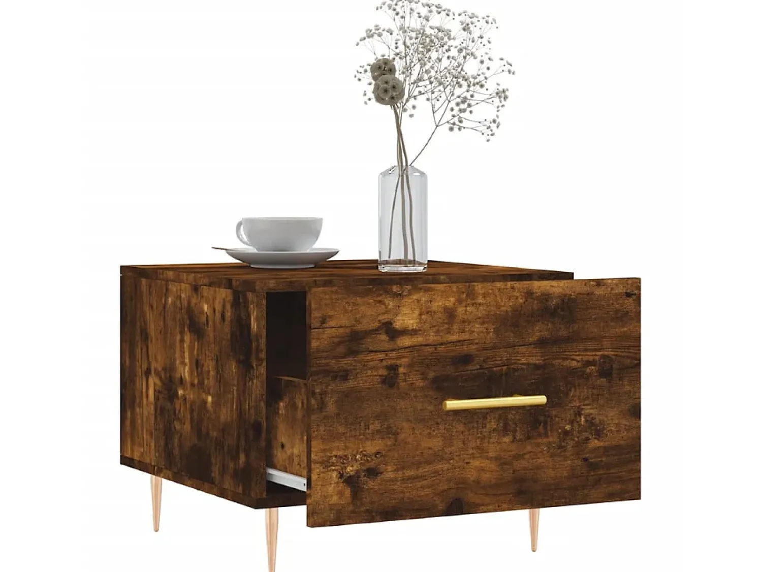 Mesa De Centro| Mesa de centro 50x50x40 cm derivados de madeira carvalho fumado PT875996 Castanho