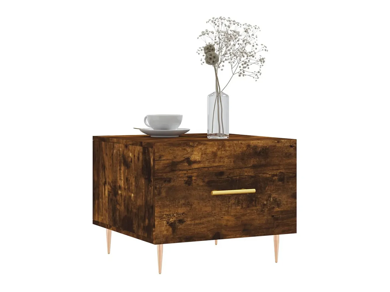 Mesa De Centro| Mesa de centro 50x50x40 cm derivados de madeira carvalho fumado PT875996 Castanho