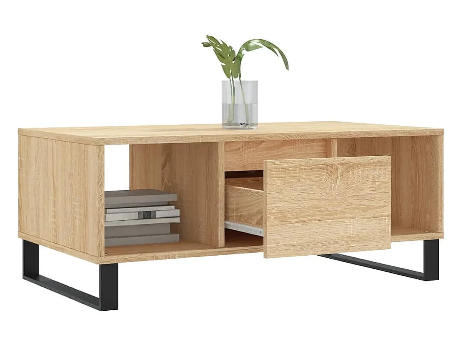 vidaxl Mesa de centro 90x50x36,5 cm derivados madeira carvalho sonoma Natural claro