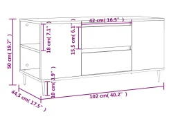 Mesa De Centro|vidaxl Mesa de centro 102x44,5x50 cm derivados de madeira Preto