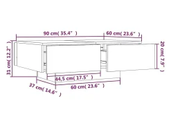 vidaxl Mesa de centro 90x60x31 cm derivados de madeira sonoma^ Mesa De Centro
