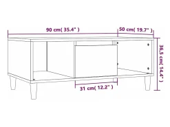 Best vidaxl Mesa de centro 90x50x36,5 cm derivados madeira carvalho sonoma Natural claro