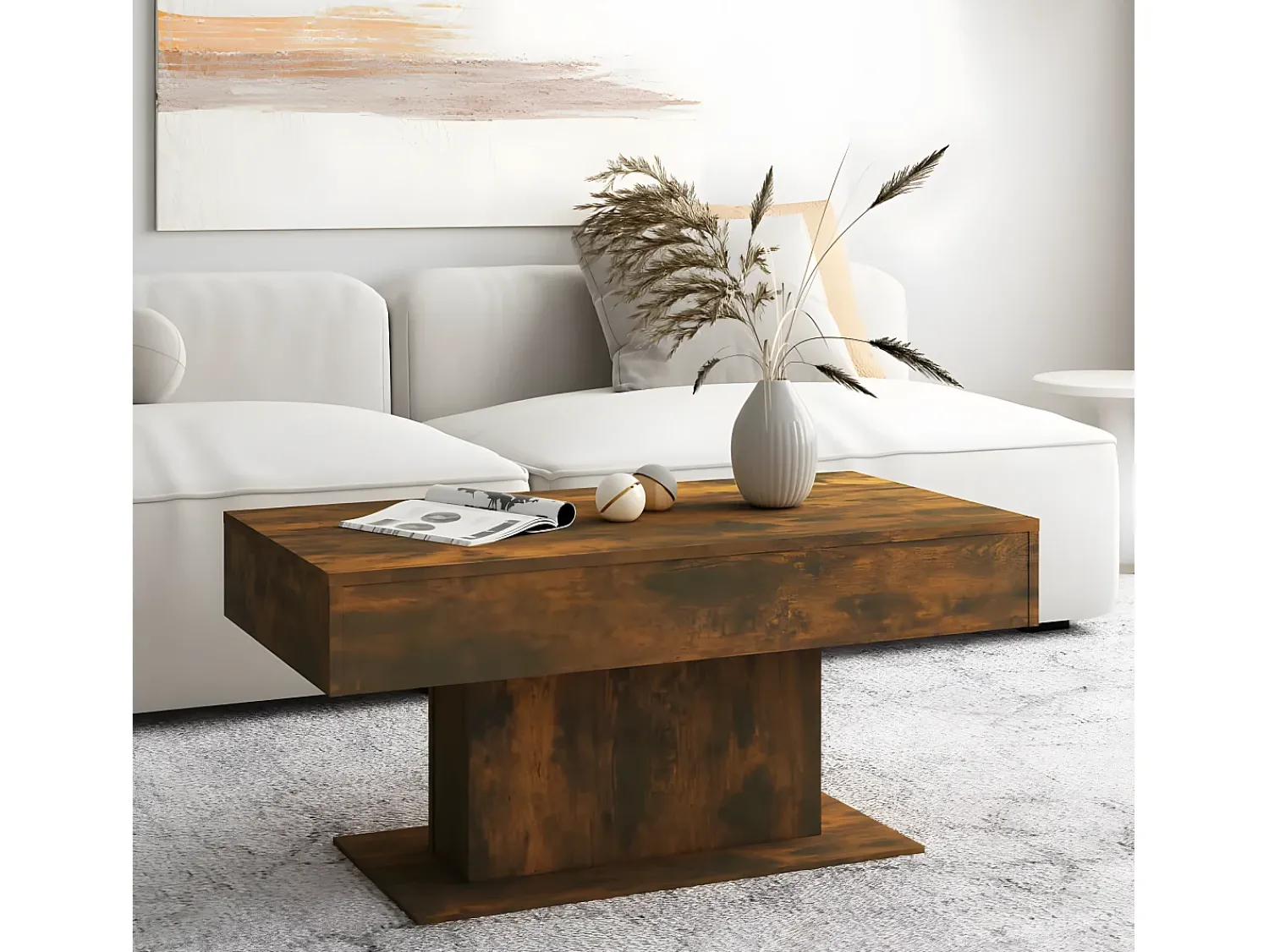 Mesa De Centro* Mesa de centro 96x50x45 cm derivados de madeira carvalho fumado PT162016 Castanho