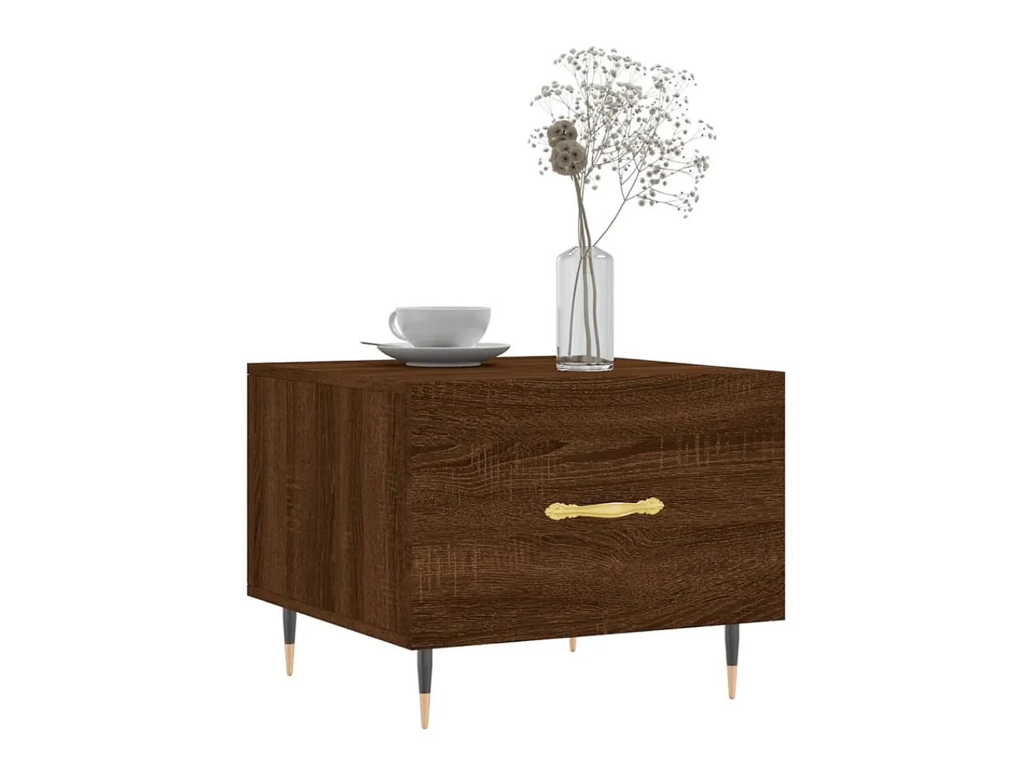 Mesa De Centro| Mesa de centro 50x50x40 cm derivados madeira carvalho PT802989 Castanho