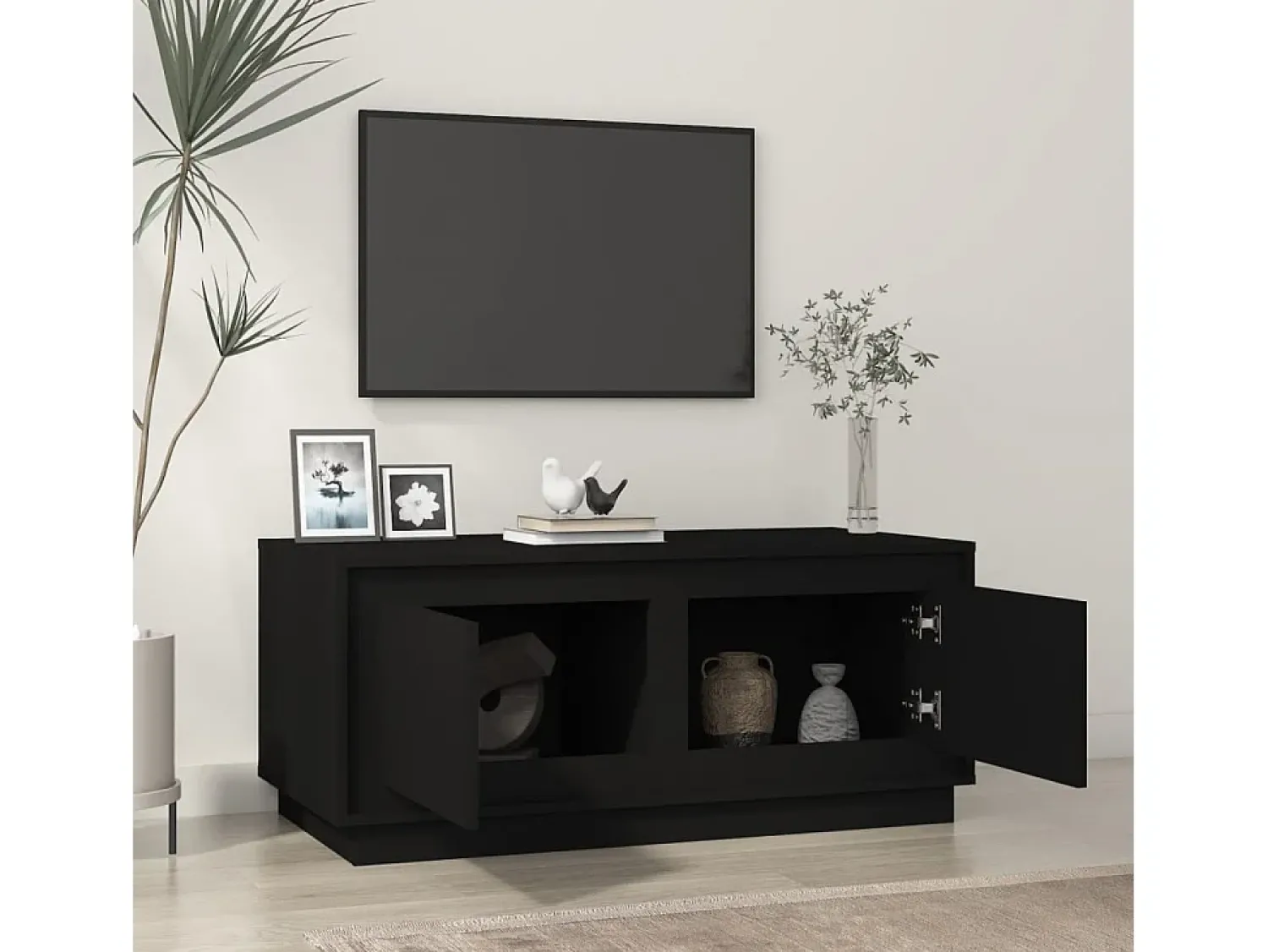 Móvel De Tv| Mesa de centro 102x50x44 cm derivados de madeira PT192820 Preto