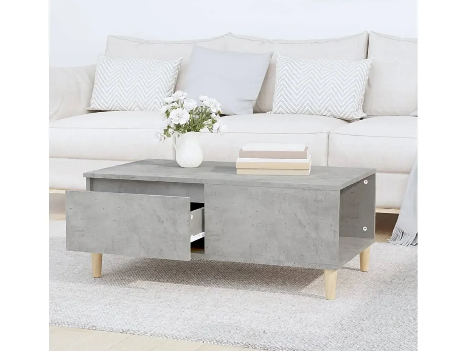 Mesa de centro 90x50x36,5 cm derivados madeira cimento PT203576^ Mesa De Centro