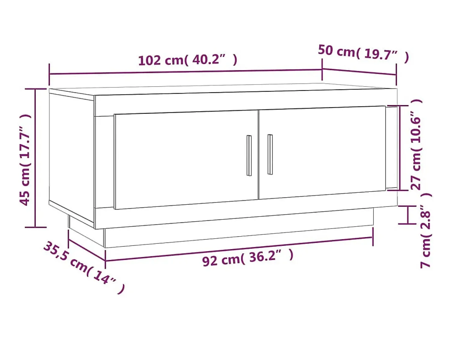 vidaxl Mesa de centro 102x50x45 cm derivados de madeira^ Mesa De Centro