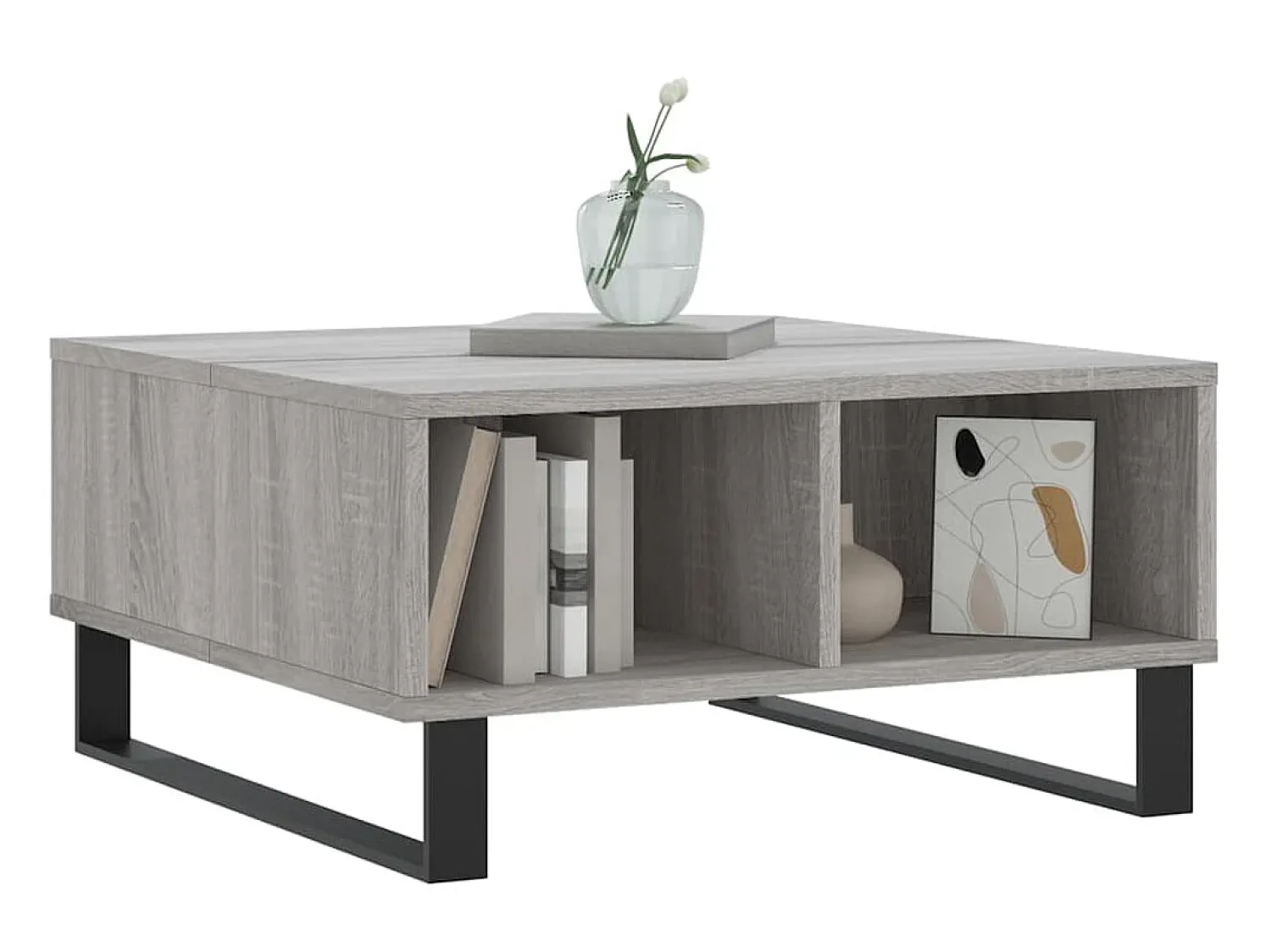 New Mesa de centro 60x60x30 cm derivados de madeira sonoma PT845754 Cinzento