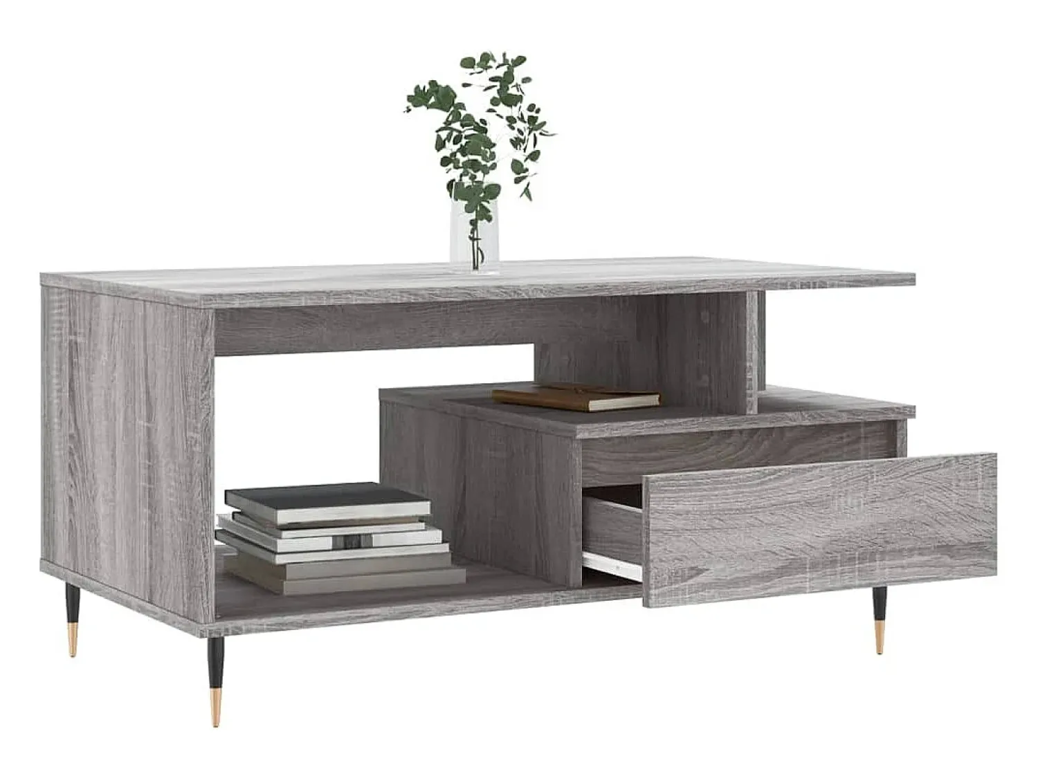 vidaxl Mesa de centro 90x49x45 cm derivados de madeira sonoma Cinzento