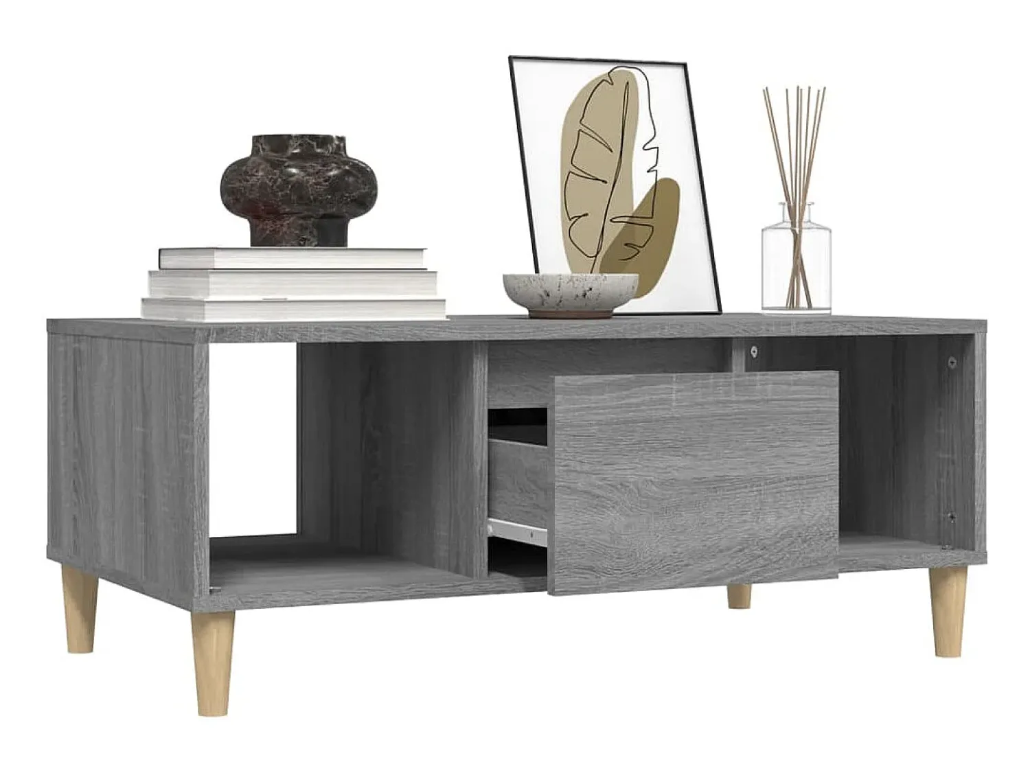 Mesa De Centro| Mesa de centro 90x50x36,5 cm derivados madeira sonoma PT834495 Cinzento