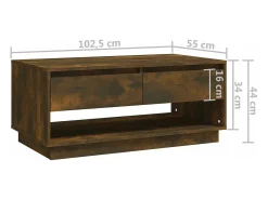 Mesa De Centro|vidaxl Mesa de centro 102,5x55x44 cm derivados madeira carvalho fumado Natural claro
